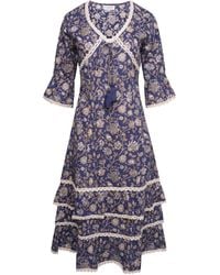LAtelier London - Floral Block Print Cotton Dress - Lyst