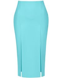 AGGI by HALEWSKI - Salma Radiance Midi Pencil Skirt With Slits - Lyst