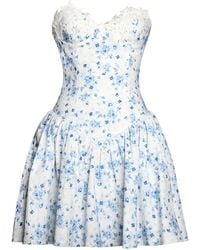 Miss Circle New York - Taleah Floral Print Linen Mini Dress With Lace Trim - Lyst