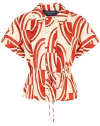 Exquise - Regular Lace-Up Abstract Print Cotton Shirt - Lyst