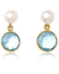 Pearls of the Orient Online - Nova Topaz & Cultured Freshwater Pearl Drop Earrings - Lyst