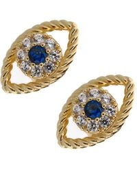 Ebru Jewelry - Vermeil & Diamond Sapphire Evil Eye Stud Earrings - Lyst