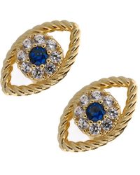 Ebru Jewelry - Gold Vermeil & Diamond Blue Sapphire Evil Eye Stud Earrings - Lyst