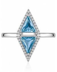 Artisan - 18K Aquamarine & Diamond Geometric Statement Ring - Lyst