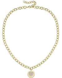 Genevive Jewelry - Rachel Glauber Plated With Cubic Zirconia Heart Medallion Pendant Curb Chain Adjustable Necklace - Lyst