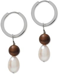 A Weathered Penny - Large Pearl & Wooden Hoops - Lyst