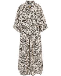 Polko - Kaya Zebra Collared Kimono Dress - Lyst