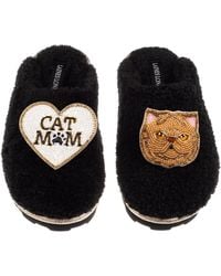 Laines London - Teddy Closed Toe Slippers With Cat Mum/Mom & Ginger Persian Cat Brooches - Lyst