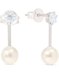 Esterah - Crystal & Pearl Drop Stud Earrings - Lyst
