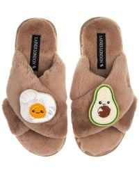 Laines London - Classic Slippers With Laines Lovables Egg & Avocado Brooches - Lyst