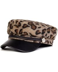 Chanel Joan Elkayam - Braided Trim Faux-Leather Front Leopard Print Baker Boy Hat - Lyst