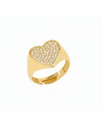 Spero London - Sterling Pave Heart Signet Ring - Lyst