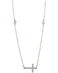 Ebru Jewelry - Sterling Cross Charm & Diamond Chain Necklace - Lyst