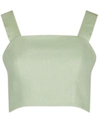 Shikanzy - Lily Bustier Mint Linen With Adjustable Straps - Lyst