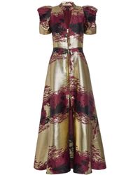 KAHINDO - Burgundy Gold Jacquard Cleopatra Dress - Lyst