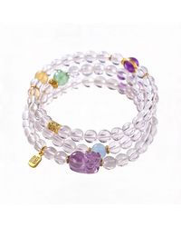 Ormiro - Pixiu Clear Quartz, Amethyst & Aquamarine Wrap Bracelet - Lyst