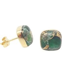 Sophelia - Emerald May Birthstone Plated Stud Earrings - Lyst