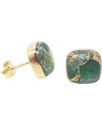 Harfi - Emerald May Birthstone Plated Stud Earrings - Lyst