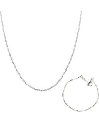 Spero London - Twisted Beaded Sterling Italian Chain Necklace & Bracelet Set - Lyst