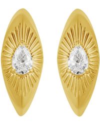 Artisan - Pear Shape Diamond Sunburst Hoop Earrings - Lyst