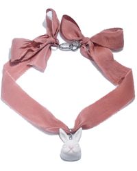 H2 Studio - Neutrals Grumpy Bunny Nude Silk Choker Necklace - Lyst