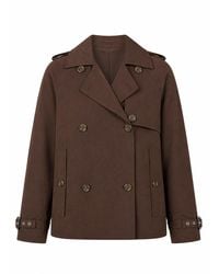 Yumi' - Cropped Trench Coat With Check Lining - Lyst