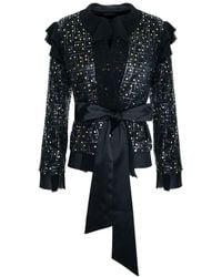 concept A trois - Sequin Jacket With Satin Taffeta Cord And Veil Details - Lyst