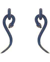 LÁTELITA London - Anaconda Snake Drop Earrings Gold Sapphire - Lyst