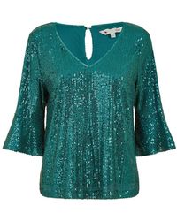 Yumi' - Sequin Top With Fluted Sleeve - Lyst