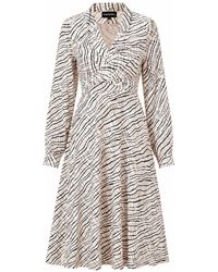 Smart and Joy - Cross Drape V Neckline Flared Printed Dress - Lyst