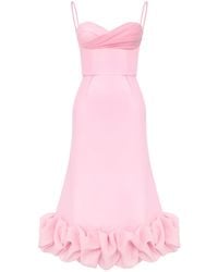 POST MERIDIEM - Misty Rose Draped Bodice Bottom Flounced Bustier Dress - Lyst