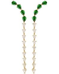 SALLY SKOUFIS - Cascade Drop Earrings With Made Emeralds & Cz Diamond Stimulant - Lyst