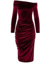 concept A trois - Midi Bodycon Elastic Dress With Bare Shoulders - Lyst