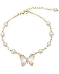 Angel Barocco - Pearl & Butterfly Crystal Bracelet - Lyst