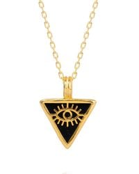 Ebru Jewelry - Onyx & Triangle Pendant Evil Eye Talisman Necklace - Lyst