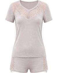 Oh!Zuza - Neutrals Aurora Viscose Short Pyjama Set Lace - Lyst
