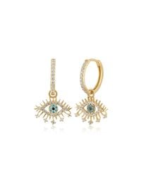 Spero London - Evil Eye Earring Eye Eyelash Pave Sterling Earring - Lyst