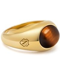 Nialaya - Oval Signet Ring With Tiger Eye - Lyst