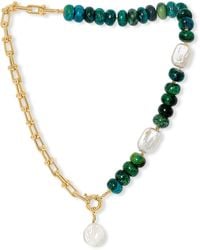Pearls of the Orient Online - Clara Chunky Fill Chain & Azurite Necklace With Cultured Freshwater Pearl Drop - Lyst