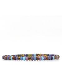 Shar Oke - Purple, Blue, Pink & Brown Striped Czech Picasso Beaded Bracelet - Lyst
