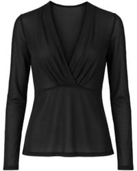 Conquista - Long-Sleeve Top With Elegant Wrap Front - Lyst