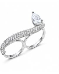 SHYMI - Pave Pear Double Finger Ring - Lyst