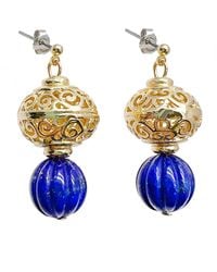 Farra - Vintage Style Lapis Stud Earrings - Lyst