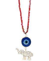 Ebru Jewelry - Summer Lucky Elephant And Evil Eye Necklace - Lyst