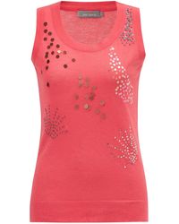 Peraluna - Sequin Embroidered Sleeveless Knitted Blouse - Lyst
