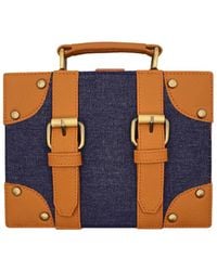 Richa Sharma - Mini Briefcase Denim And Vegan Leather Bag - Lyst