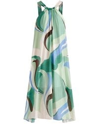 Paisie - Retro Wave Halter Neck Midi Dress With Belt - Lyst