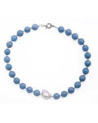 Silver Moon - Sterling Necklace Sky Murmur With Gemstones, Natural Seed Pearls And Baroque Pearl - Lyst