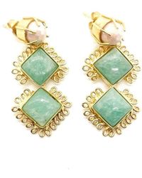 ADIBA - Neutrals Moonstone & Amazonite Gemstone Handmade Drop Earring - Lyst