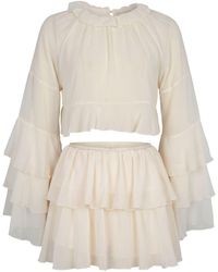 Modenaire - Tiered Ruffle Skirt And Blouse Set - Lyst